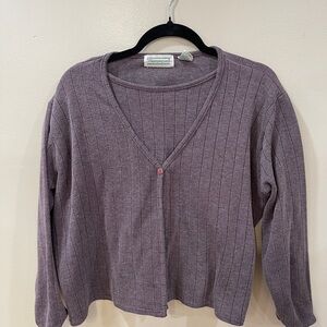 VTG Shenanigans Ribbed Knit Top in Dusty Lavender